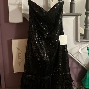 Black sequin mini dress